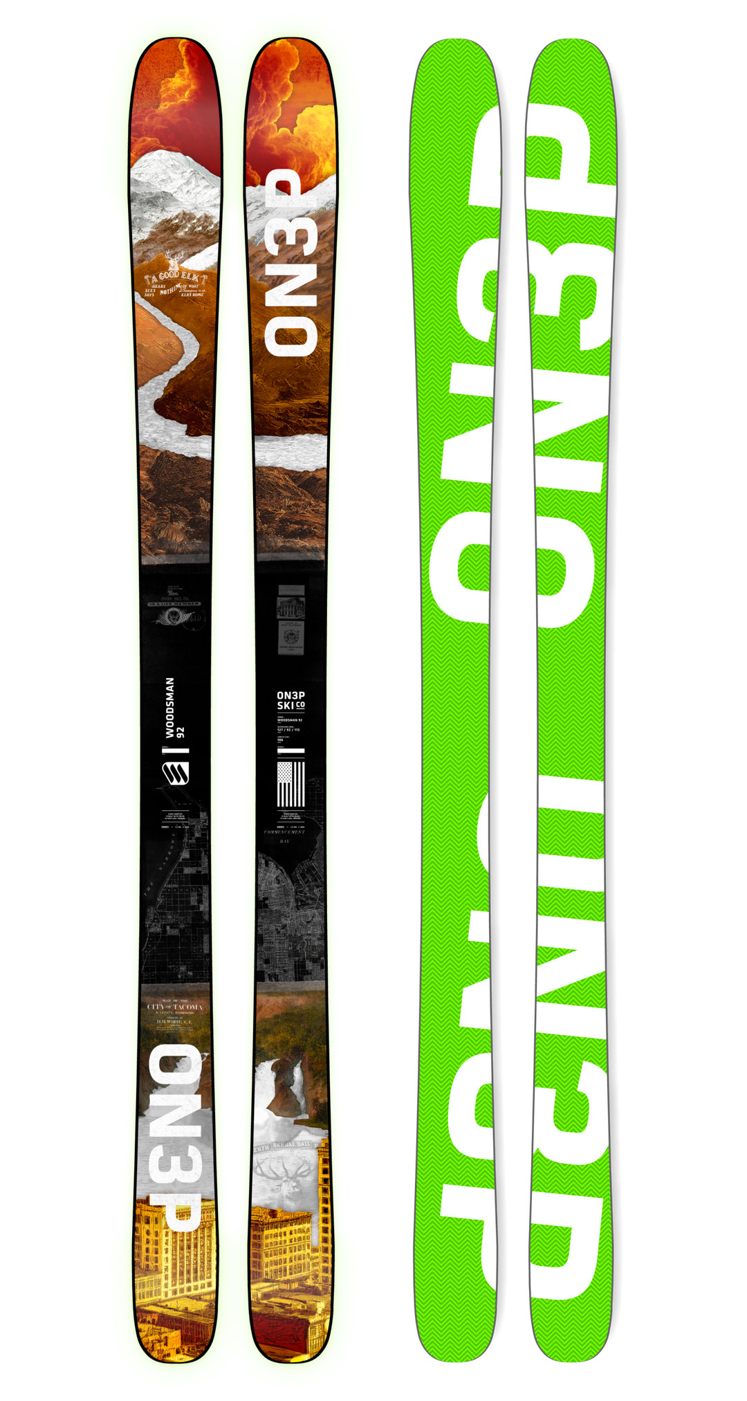 ON3P Skis - 2025 Woodsman 92 - Directional All Mountain Skis Topsheet & Base